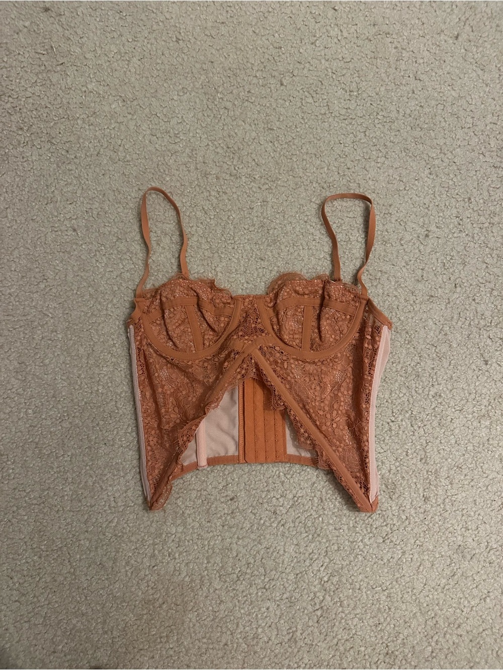 Urban Outfitters Lace Longline Bralette in Rust